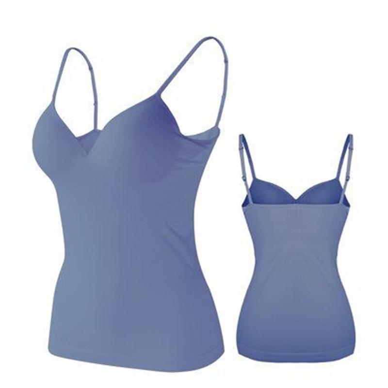 Women's Tank Top with Chest Pad All-in-one Vest No Underwire Free Bra Suspender Vest Female