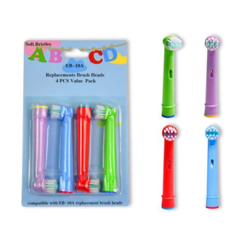 (Compatible) Braun Oral-B Electric Toothbrush Replacement Brush Set for Children (4 Brushes) (EB-10A)