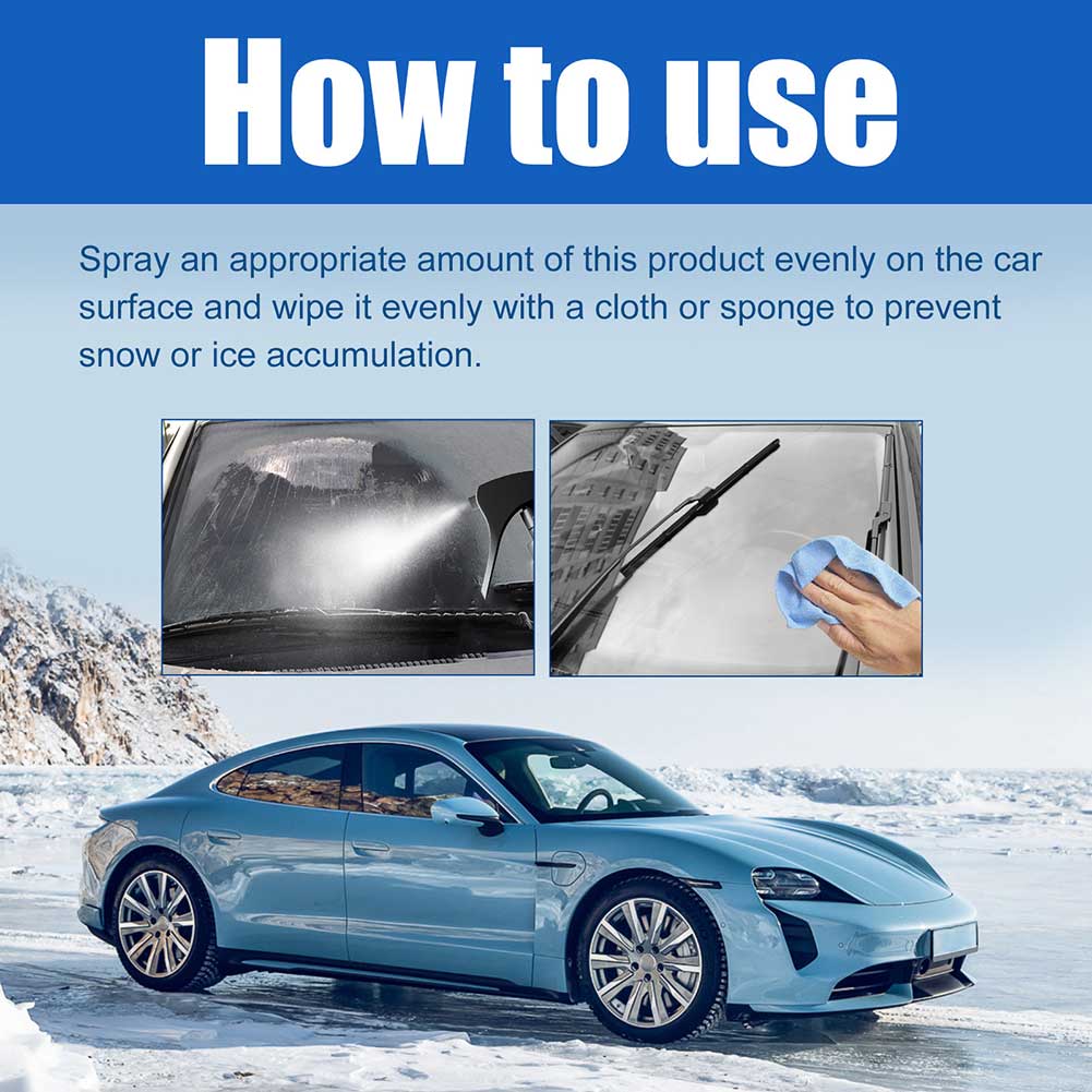Car Windshield De-Icer Fast-Acting Ice Melting Spray for Windshields Multifunctional Saf Effective Defroster Spray for Winter