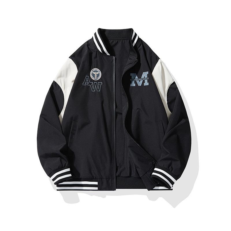 

Американская бейсбольная майка мужская весна и осень, подходящая по цвету красивая куртка, куртка мужская весенняя тонкая верхняя часть L чёрный