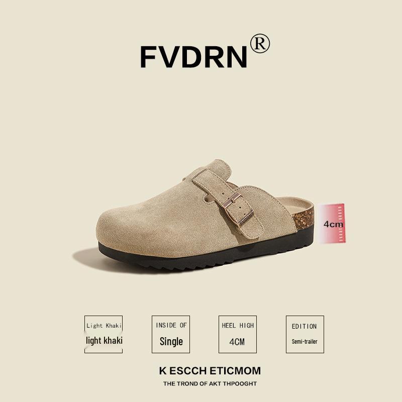 

Жіночі ретро напівкапці Birkenstock: Натуральна коров яча шкіра з покращеною корковою підошвою товщиною 4 см, дизайн із плоскою носковою частиною 38