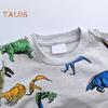 Unisex Children Sweatshirt Cartoon Dinosaur Printing Elastic Cuffs And Hem Round Neck Long Sleeve Loose Kids Top for Sport School Daily