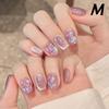 Press-On Nails Shimmery Cat Eye Short Square False Nails Kit with Free Adhesive Glue for Night Club Parties