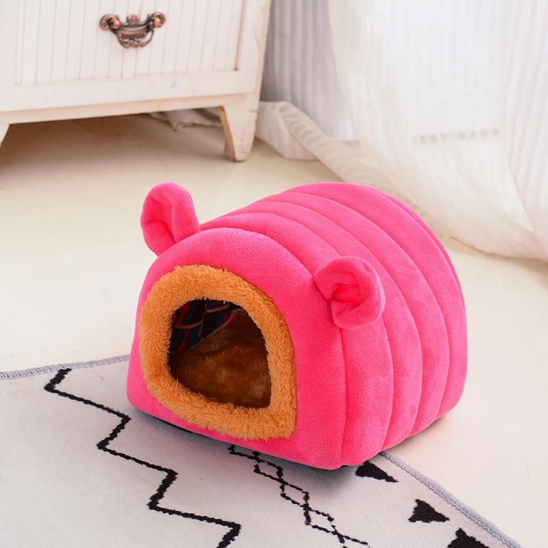 Mini Pet House: Cozy Hamster, Guinea Pig, Hedgehog & Squirrel Bed for Small Rodents 17x17x15 cm розовый