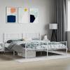 Vidaxl Metal Bed Frame with Headboard and Footboard, White, 180X200 Cm