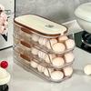 Automatic Rolling Egg Container Fridge Storage Box Food Grade BPA Free Transparent Stackable Fridge Organizer with Lid