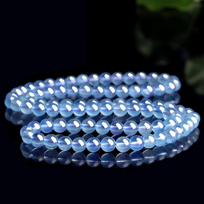 Aquamarine Crystal Beaded Bracelet 5-6mm