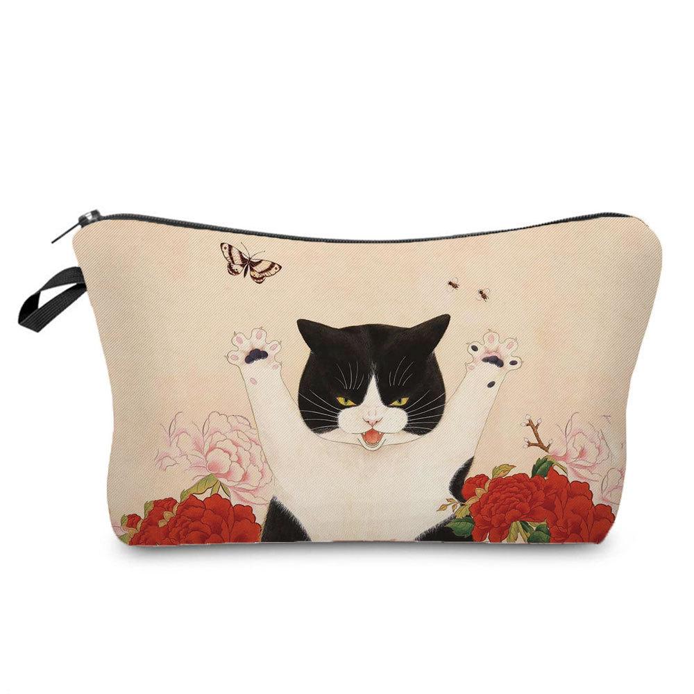 Women Cat Print Cosmetic Bag Toiletries Organize Travel Storage Case KTB