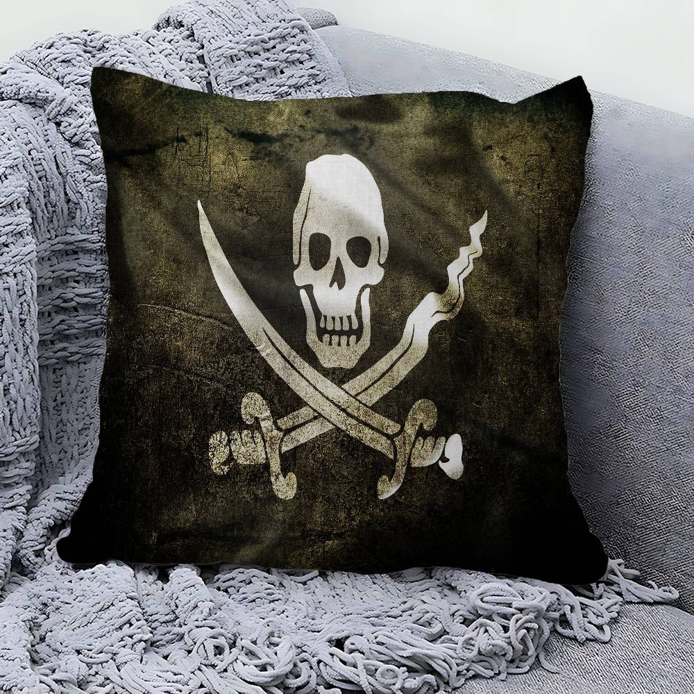 Pirate Ship Rune Skull Pillow Anime Pillow Sofa Bed Head Pillow Cover Cushion Cover 45x45 cm Fashion