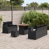 Ensemble de Canapé de Jardin 8 Pièces avec Coussins Noir Poly Rotin Acacia, Canapé de Jardin 2 Places avec Rangement 3364154