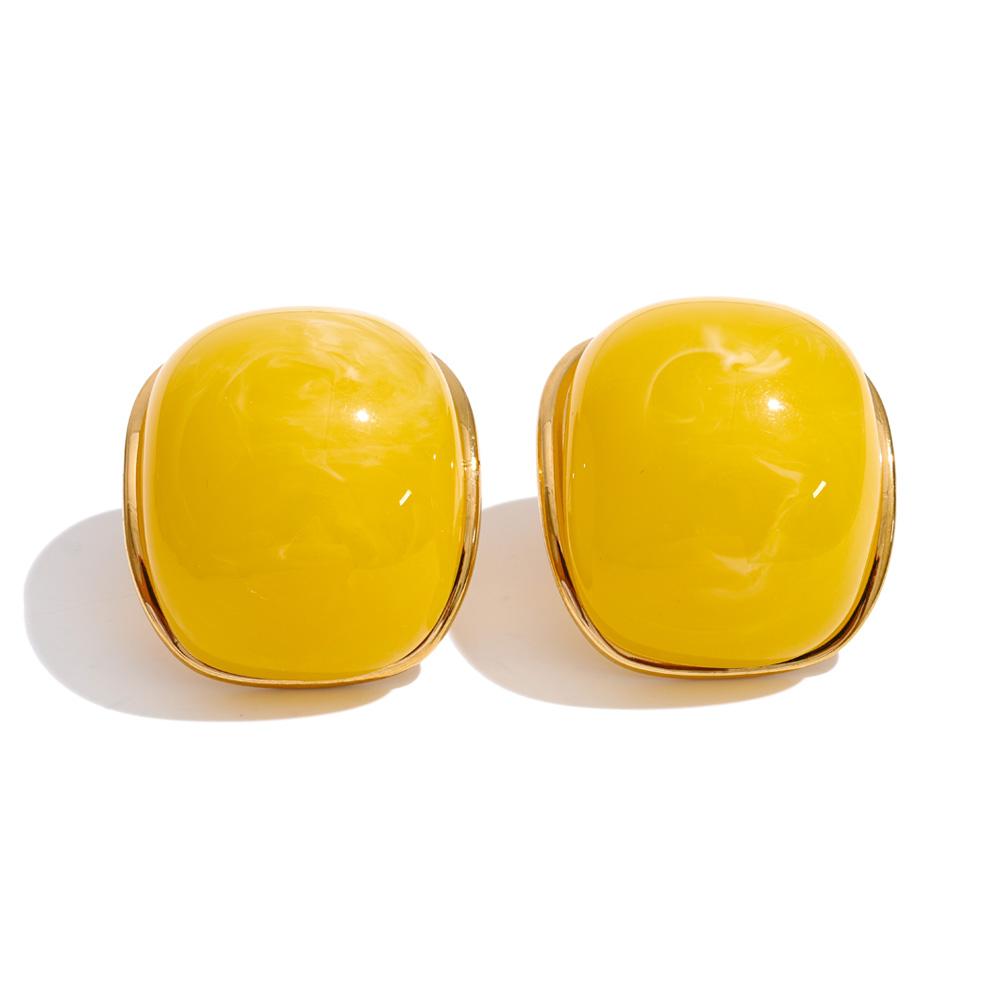 Yhpup 10 Color Acrylic Resin Y2K Earrings for Women Gold Color Stainless Steel Spring Summer Candy Sweet Jewelry