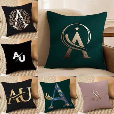 Simple Letter Design AU Pillow Case Silky Elegant Comfort Sofa Bed  Invisible Zipper Beach Pillowcase