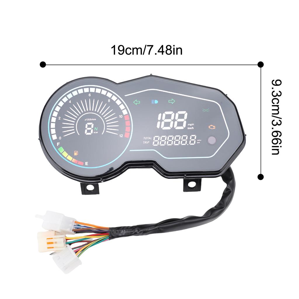 Motorcycle Speedometer Digital Odometer Replacement for Italika 150z 150sz 170z, Speed Gauge with MPH KM/H Display
