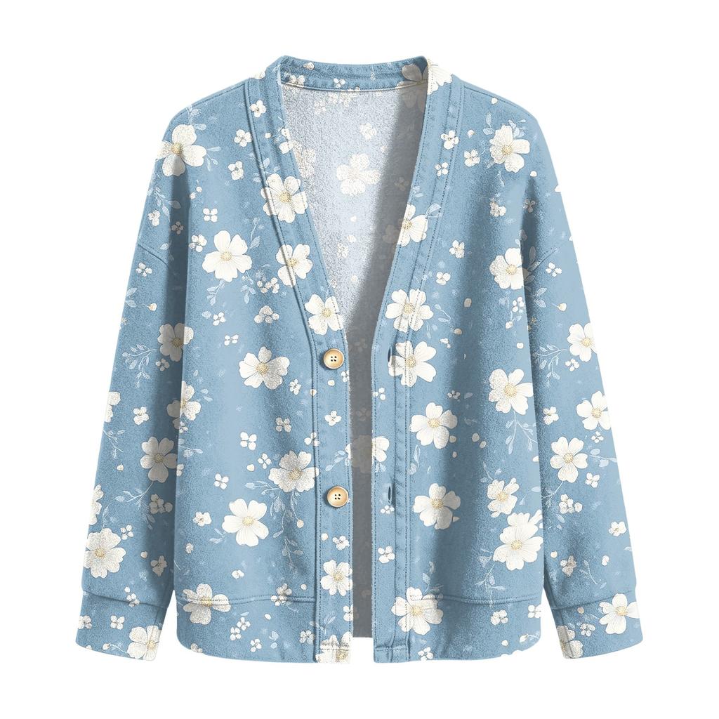 Women's Casual Vintage Floral Print Button Front Jacket for Everyday Outfits