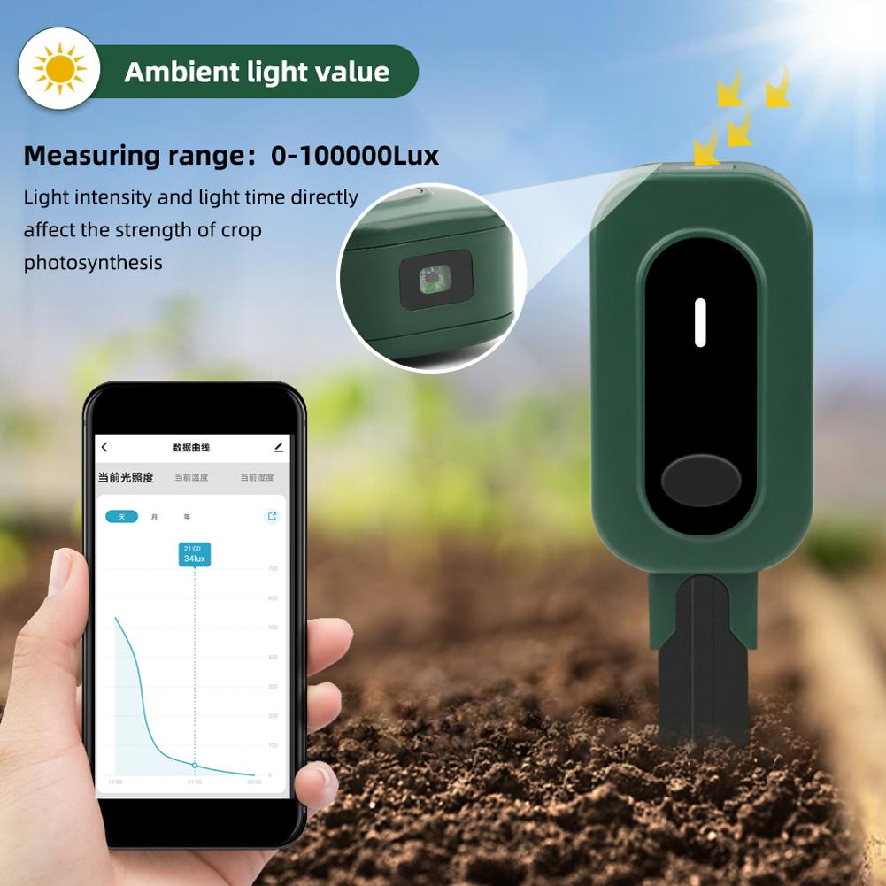 Tuya Zigbee Wireless Soil Moisture Meter Intelligent Temperature Humidity Sunlight Tester