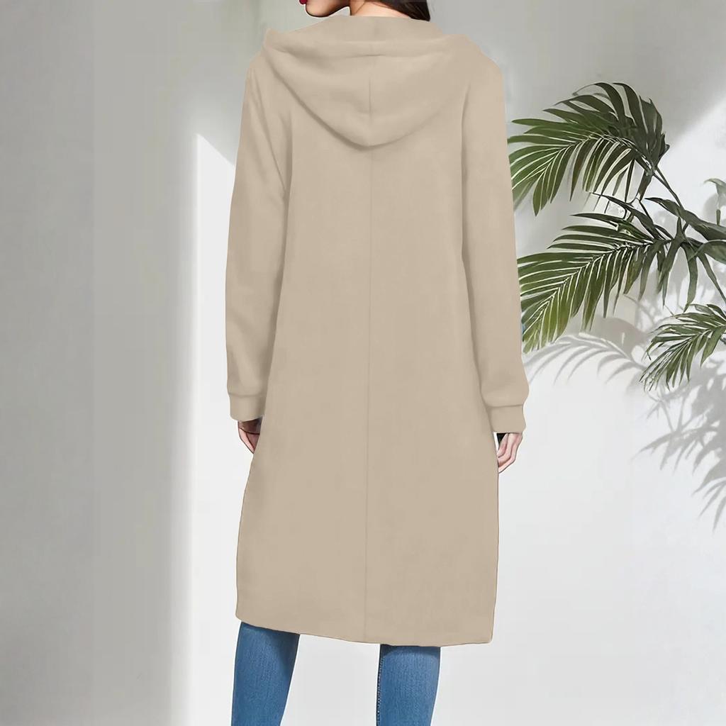 Women's Fashion Casual Plus Size Hooded  Long-Sleeve Solid Jacket