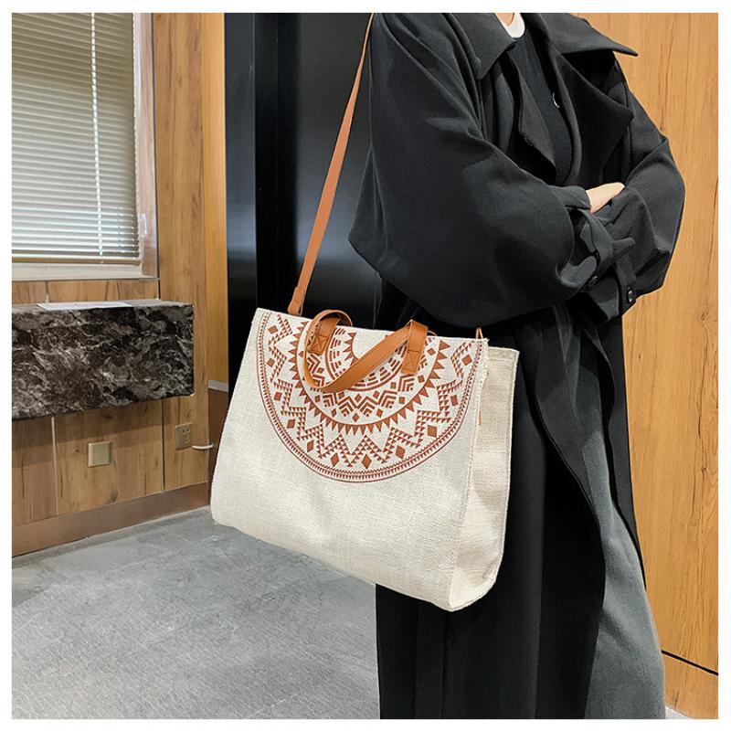 Geantă de mână pentru femei Servietă profesională pentru navetiști, umăr de capacitate mare, tipărire la modă, geantă de pânză, geantă tote simplă