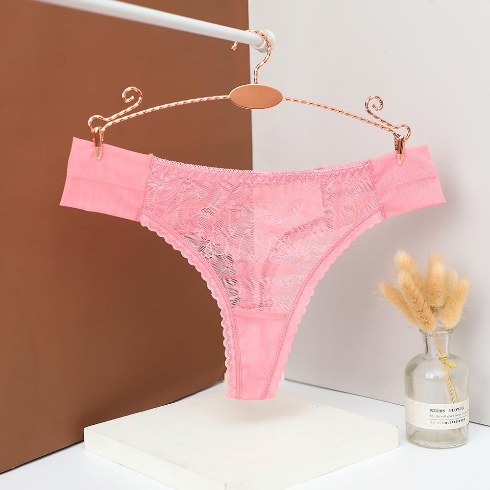 Sexy Lace Thongs Women's Low Waist Underwear Solid Comfortable Female Underpants Breathable Lingeries 202