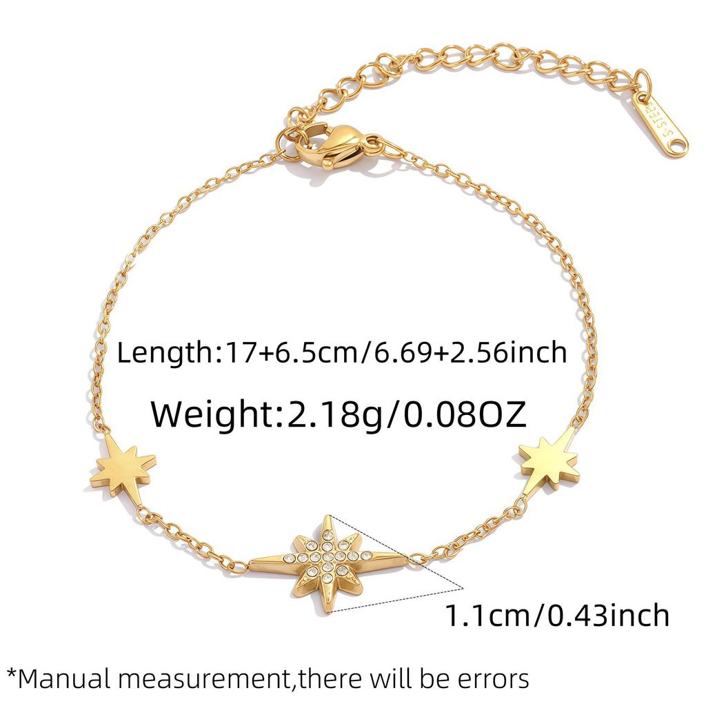 Elegant Zircon Star Bangle: Non-Fading, High-End Women's Jewelry