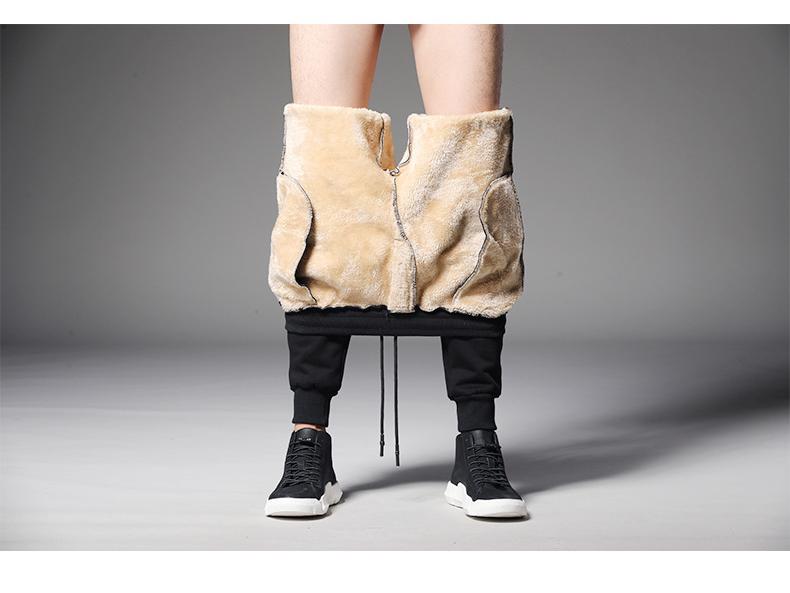 Men's 2024 Warm Lambskin Thickened Plus Velvet Sweatpants - Autumn/Winter Loose Fit Sports & Workwear Trousers