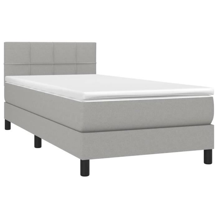 3140009 vidaXL Divan Bed with Mattress Light Grey 80x200 Cm Fabric