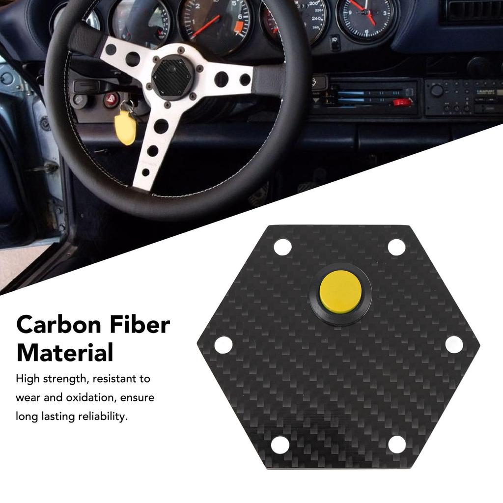 Steering Wheel Horn Cover, Universal Car Steering Wheel Horn Button Plate for MOMO Bolt Steering Wheel, Black Carbon Fiber Steering Wheel Center Cap K