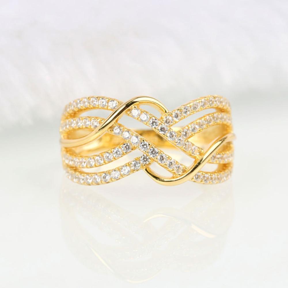 Luxury Exquisite Micro-inlay Zircon Hollow Out Wave Multi-layer Lines Rings for Women Personality Fashion Jewelry Accessory Gift