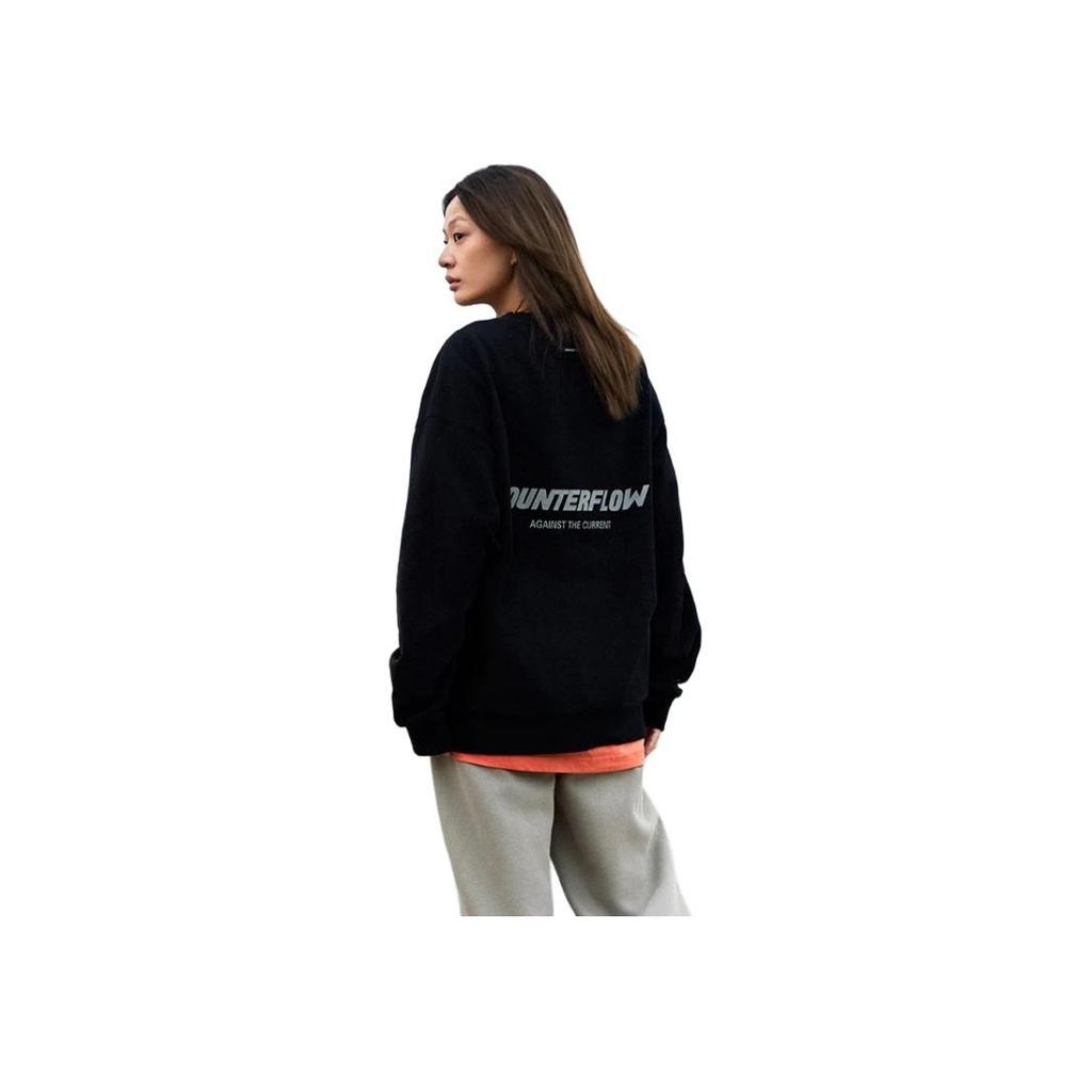 Li-Ning CF Adventure Series Bold Fun Wild Letter Print Loose Pullover Sweatshirt Unisex sweatshirt Black AWDTB05-1