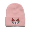 Beanie anime cartoon big mouth red eyes embroidery knitted hat pullover thermal hat autumn and winter wool hat female