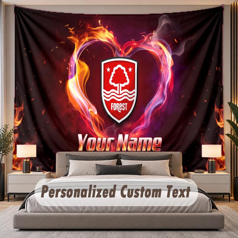 Custom Name Text Tapestry Nottingham Forest Personalized Polyester Wall Tapestry For Bedroom And Room