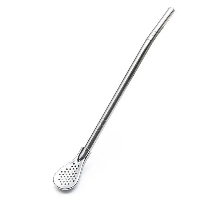 Detachable Bombilla Filter Straw Stainless Steel Straw Spoon Tea Filter Yerba mate straw Reusable Drinking Tools Bar Access
