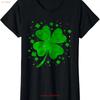 Sparkle Clover Irish Saint Patricks Day And Pattys Ladies Crewneck T Shirt Vintage Washed Stretched Breathable Comfortable