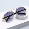 Frameless Leopard Head Sunglasses Vintage Rimless Sunglasses Men Women Gradient Shades Sun Glasses Uv400 Eyewear