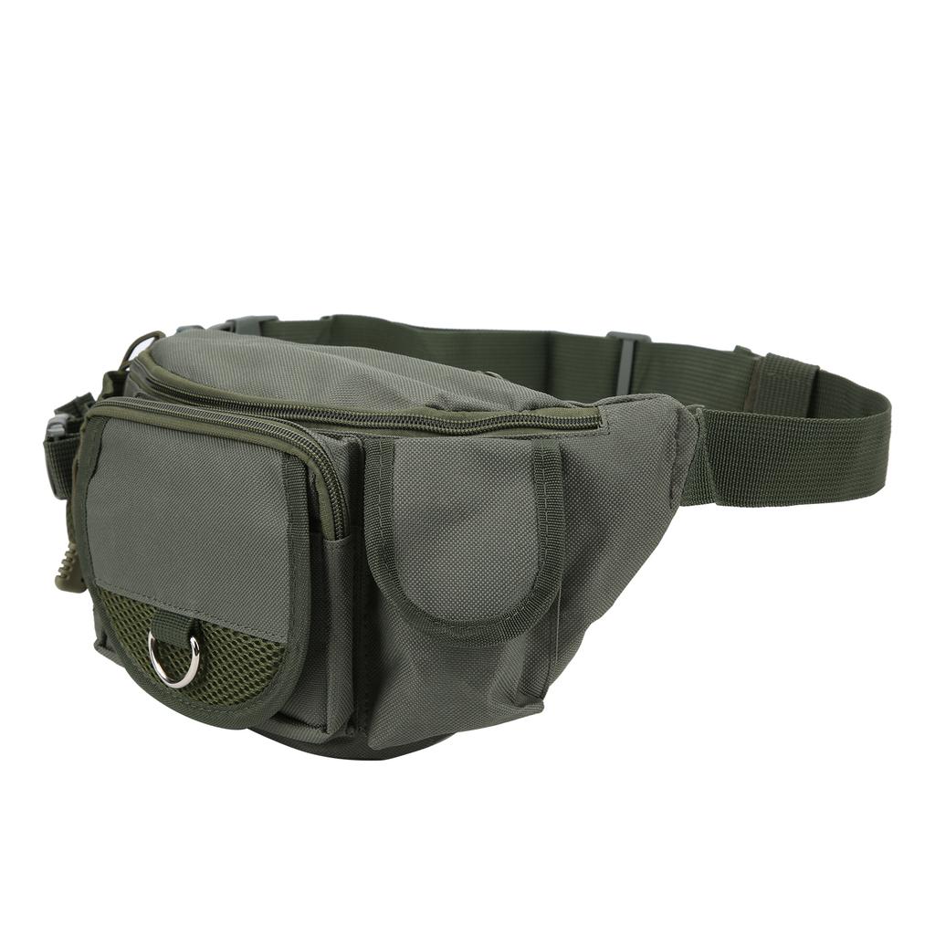Fishing Bag Portable Polyester Storage Pack Bumbag Adjustable for Outdoor Hiking ClimbingMilitary