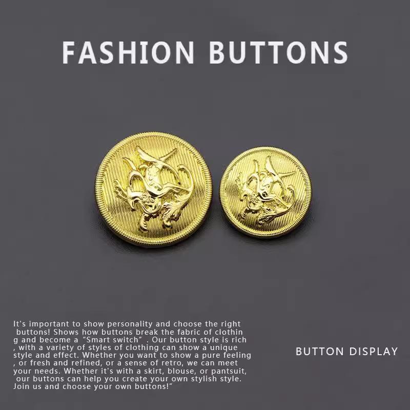 10Pcs Metal Buttons Daquan High-End Delicate Stripes Gold Embossed Jacket Jacket Jeans Sweater Buttons