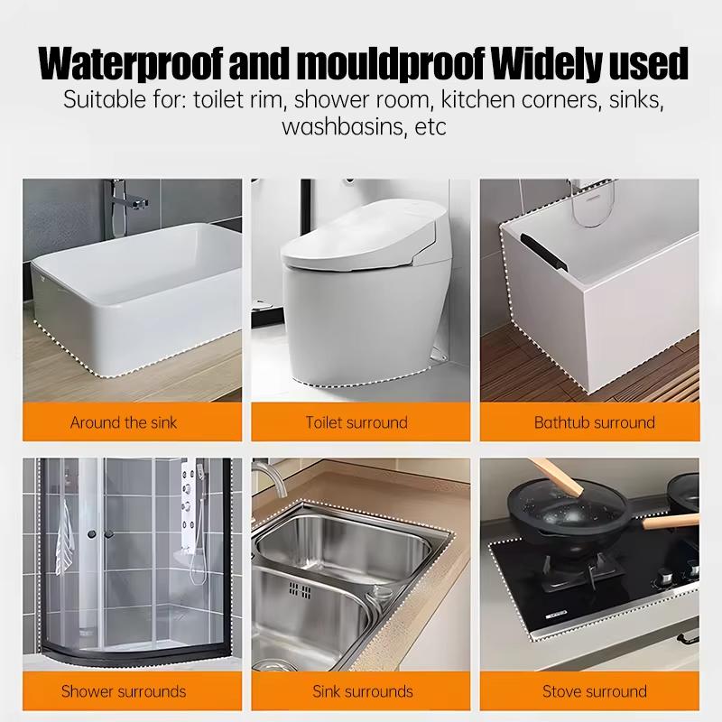 120ml Multipurpose Silicone Sealant Waterproof Caulk Seal Mouldproof Fast Drying Ceramic Adhesive Glass Glue Bathroom Kitchen