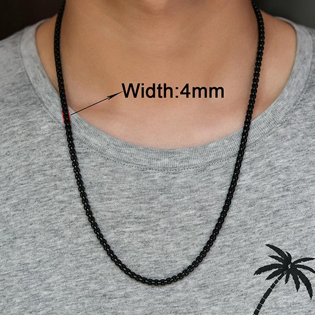 2/3/4/5mm Men's Box Chain Stainless Steel Necklace Choker for Women Copper/Gold/Black/Rose Gold Color 14 - 40 Inch Metal Jewelry