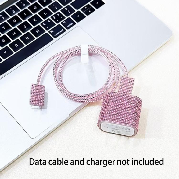 Glittering Rhinestones Charging Protections Case Featuring Soft TPU Shell And Practical Cable Saver For Charging Devices