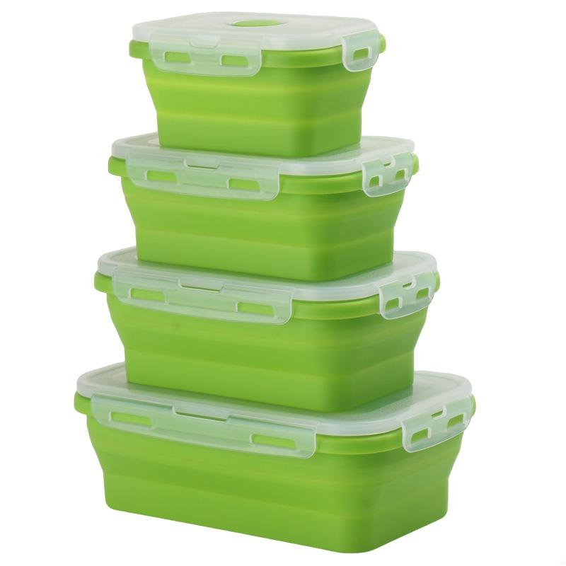 3 Sizes Collapsible Silicone Food Container Portable Bento Lunch Box Microware Home Kitchen Outdoor Food Storage Containers Box