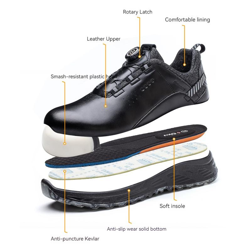 Fashion Insulation 6KV Black Leather Work Safety Shoes For Men Anti Smashing Steel Toe Cap Boots Non-slip Indestructible Male Footwear