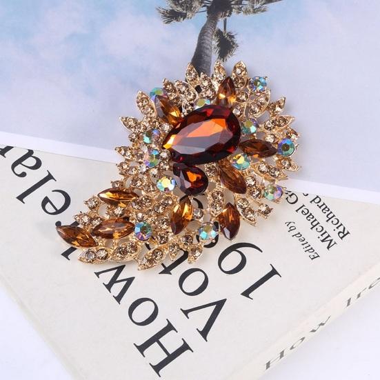 Vintage Crystal Brooch Anti-oxidation Anti-rust Alloy Lapel Pin Chic Colorful Crafted Pin Gift for Her
