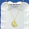 S925 Silver Rabbit Necklace with Hetian Jade - Chinese Style Luxury Design