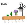Space Saving Organizer for Keys Key Holder with 6 Hooks, Solid Wood Entryway Rack, Wall No Drill Rack Mounted Hook Pet Leashes And Hats Nail