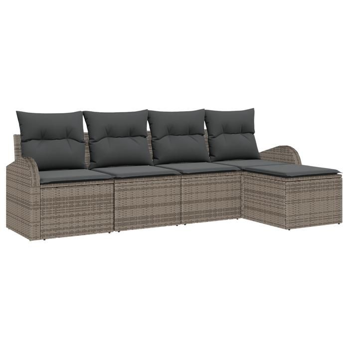 VidaXL Ensemble de canapé de jardin 5 pièces avec coussins gris en poly rattan 3345999