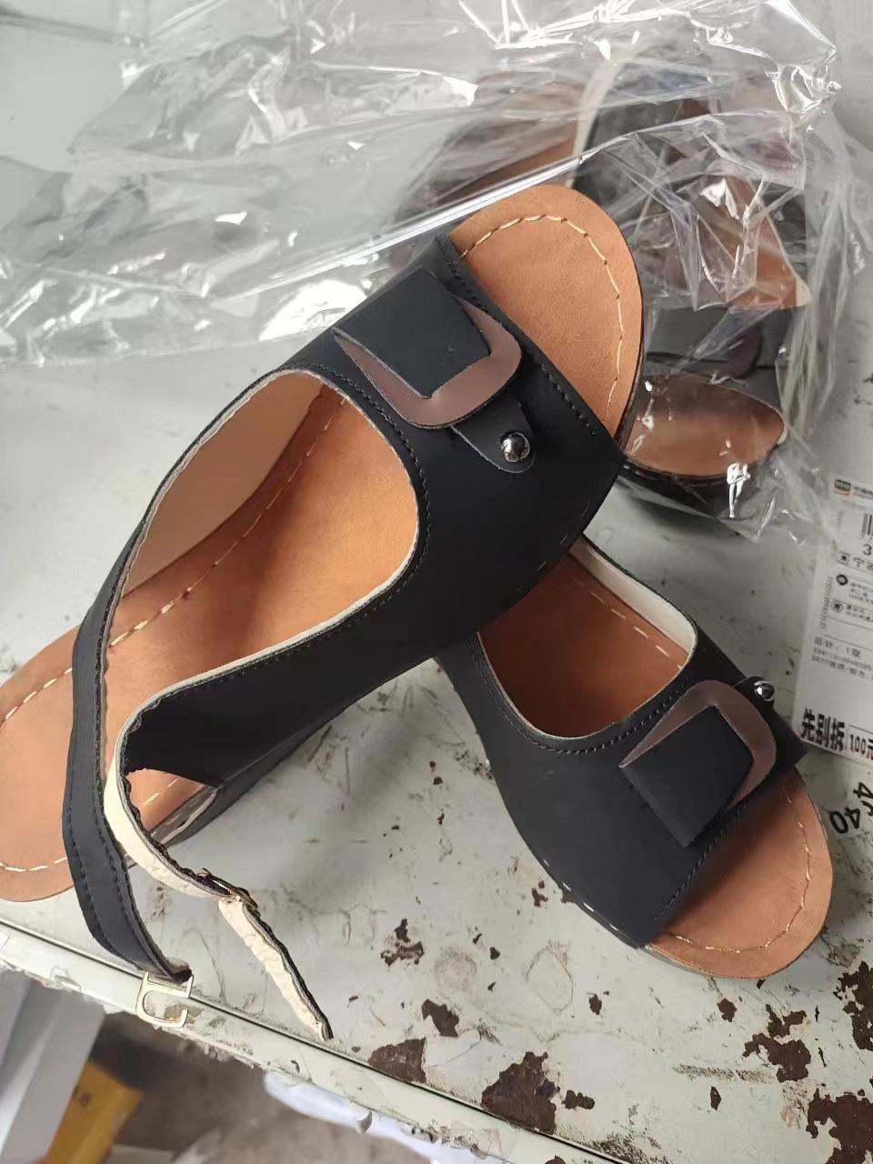 

New summer women s sandals fashion women s shoes women s shoes buckle open-toed beach wedge heel sandals women 36