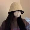 Black Plush Fisherman's Hat Women 2025 Versatile Face Show Small Knitted Bucket Headcircumference