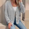 European and American Women's Solid Color V-Neck Button Cardigan Coat, Loose Fit, Long Sleeve, 2025 Spring/Autumn/Winter Collection.
