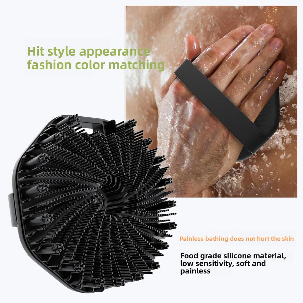 Silicone Shower Brush with Handle Exfoliating Body Scrubber Back Massage Brush (Wall Mountable)