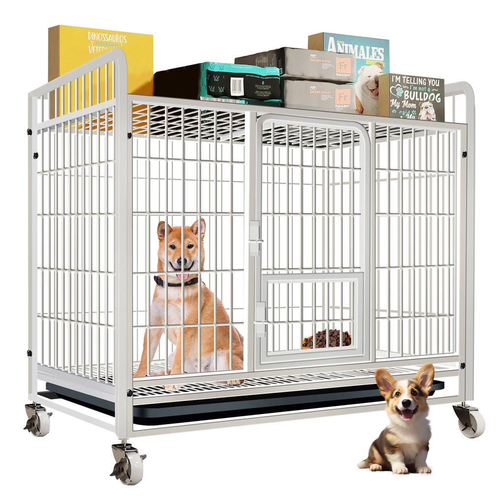 Areden Dog Cage with Roof (Pet Circle) Foldable, Escape Prevention, Indoor and Outdoor Use, Rust Prevention, Multifunctional, Tray Included