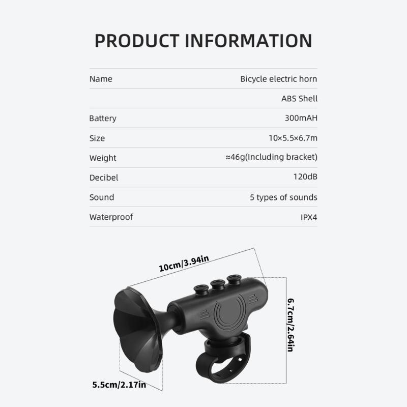Electric Bicycles Horn Bike Electric Bells Mountain Bikes Horns USB Rechargeable Electric Bicycles Bells with Loud Sound